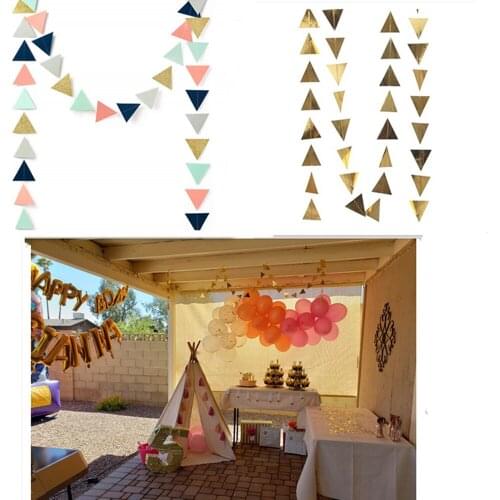 Paper Garland Decorations Triangle Bunting Garland Tribe Party Banner for Wedding Decorations Baby Shower Bachelorette Party