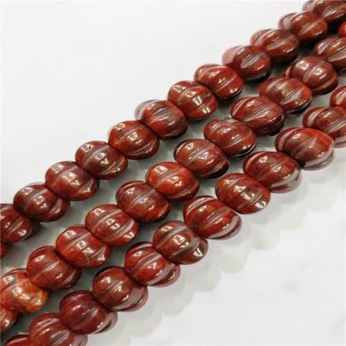 1 Strand 50Pcs 12x8mm Natural Red Jasper Pumpkin Loose Beads For DIY Jewelry Making Accessories 15.5Inch