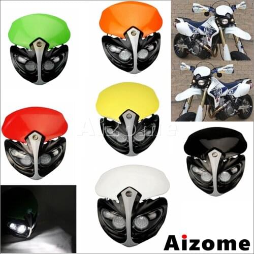 Dual Sport Motorcycle Head Light 3 LED Front Light Motocross Headlamp Headlight Fairing For Kawasaki Yamaha Suzuki Honda Ducati