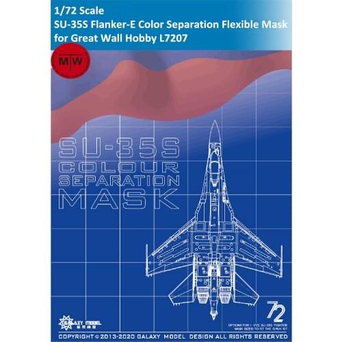 Galaxy D72006 1/72 Scale Sukhoi SU-35S Flanker-E Fighter Color Separation Die Cut Flexible Mask for Great Wall Hobby L7207