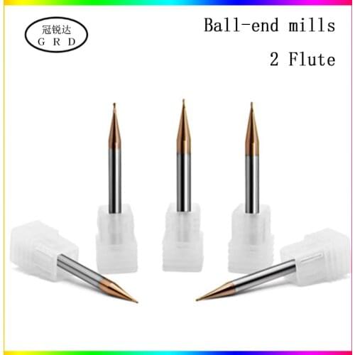 HRC55 2-Flute tungsten steel ball nose end milsl Small slot diameter 0.2mm 0.3mm 0.4mm 0.5mm 0.6mm 0.7mm cnc milling machine
