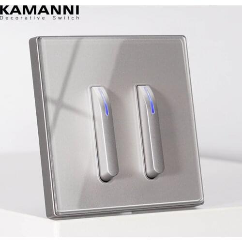 KAMANNI Luxury Light Switch LED Indicator Crystal Tempered Glass Piano Key Model design White Push Botton Wall Switches 220V New