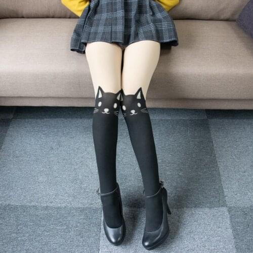 Tights Pantyhose Women Sexy Stockings Cat Pattern Print Cartoon 20 Style Spring&Autumn Mock Media Pantis Woman Hot Tights Women