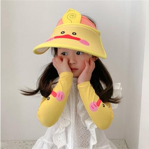 Hot-selling Childrens Cartoon Empty Top Sun Hat Ice Sleeve Set Anti-ultraviolet Hat Elastic Adjustable Sun Protection Sun Hat