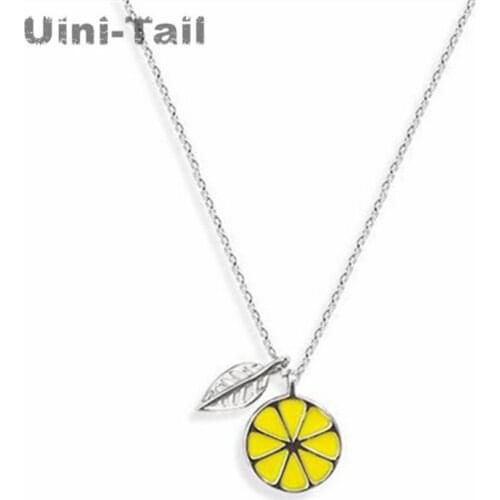 Uini-Tail hot new 925 sterling silver yellow lemon slice necklace simple fashion personality short paragraph jewelry clavicle