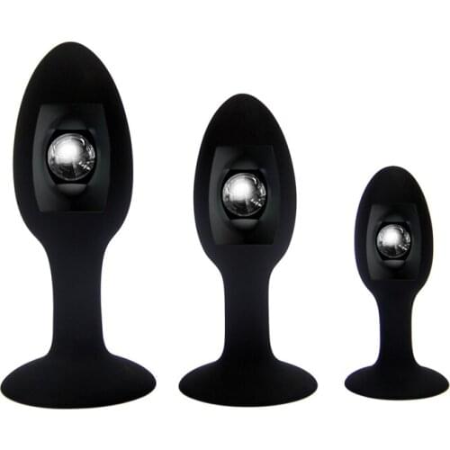 Metal Ball Inside Anal Beads Plug Silicone Prostate Massage Vagina Anus Muscles Stimulate Trainer Adult Sex Products for Couples