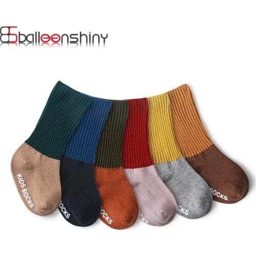 Balleenshiny Childrens Socks Stitching Color Boy Anti Slip Newborn Baby Socks Cotton Infant Toddler Socks for Girls Accessories