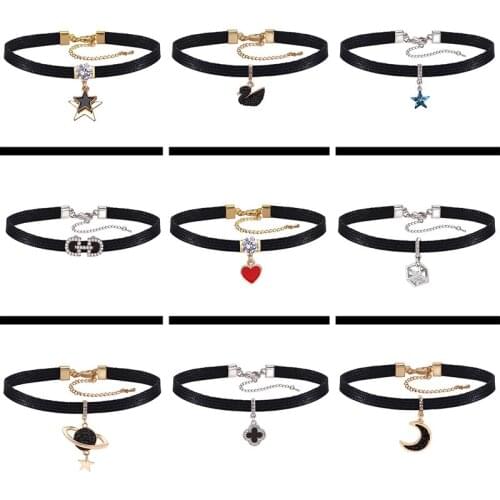 New Trend Fashion Necklace For Women Black Rope Small Fresh Clavicle Chain Short Neckband Pendant Neck Chain Collar Neck Jewelry