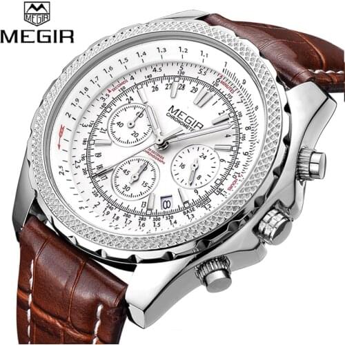Original MEGIR Brand Luxury Quartz Men Watch Fashion Style Luminous Hands Leather Wrist Watches Men Clock Hour Relogio Masculino