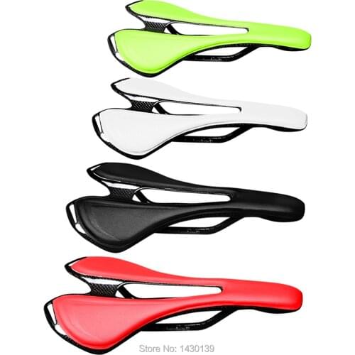 Sale Newest 5 colors Mountain bike full carbon fibre saddle with PU leather hollow out Road bicycle front seat mat MTB Free ship