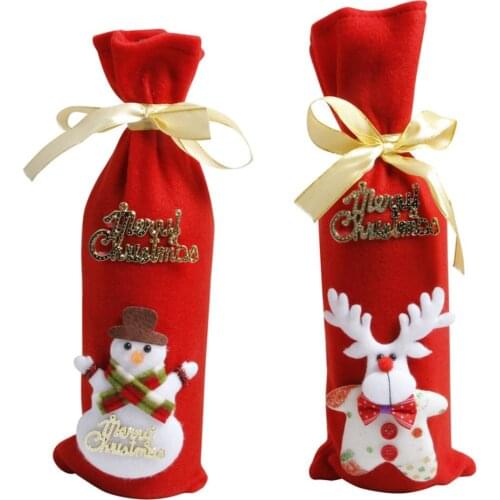 Christmas Decoration For Home Table Sequins Wine Bag Holder Red Wine Champagne Bottle Cover Case Christmas Gift Bags Xmas