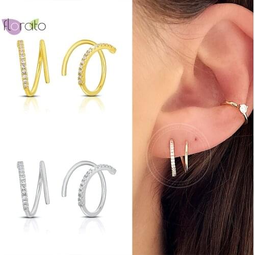 925 Sterling Silver Ear Needle Korean Style Wrap Around Crystal Stud Earrings Exquisite Chic For Women Jewelry Birthday Gifts