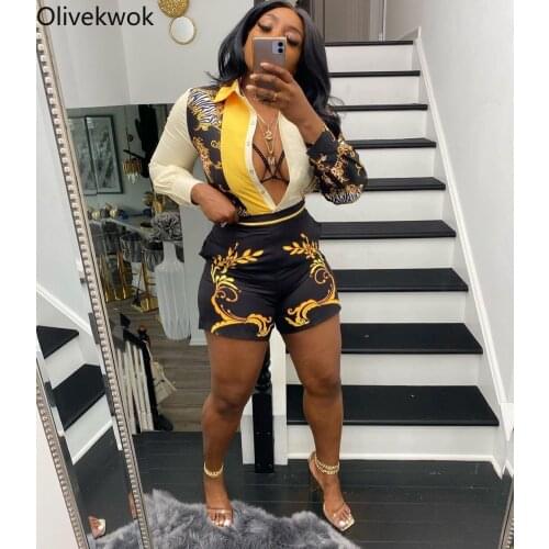 Olivekwok 2021 Paisley Active Sweatsuit Vintage Womens Set Blouses And Shorts Streetwear Matching Two 2 Piece Outfits Tracksuit