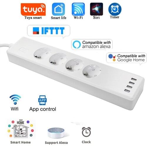 Smart Power Strip Wifi Power Strip Surge Protector EU Sockets Timer Voice Remote Control Works With Echo Alexa Google Home