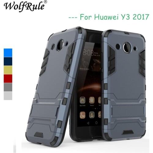 WolfRule Huawei Y5 Lite 2017 Cases Y3 2017 Cover Soft Silicon+Plastic Kickstand Case For Huawei y5 lite 2017 Case CRO-L22 Shell