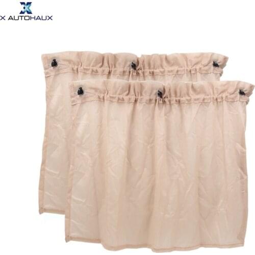 X Autohaux 2Pcs Beige Nylon Mesh Side Window Sunshades Car Side Window Curtain Suction Cup Sun Shade 76 x 46cm