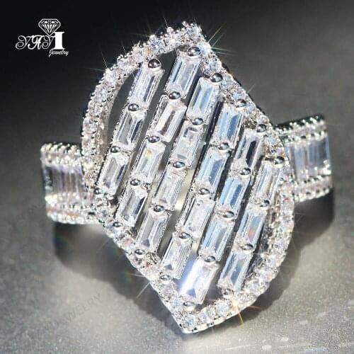 YaYI Jewelry Fashion Princess Cut Prong Setting White Cubic Zirconia Silver Color Engagement Wedding Party Leaves Gift Rings