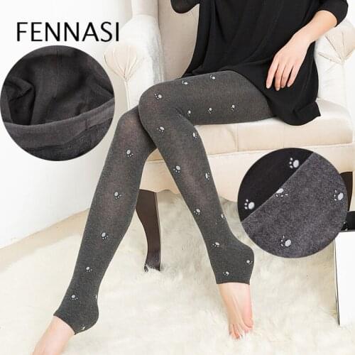 FENNASI Winter Warm Sexy Woman Pantyhose Harajuku printed tights Black Striped High Waist Nylons Lady Thick Stockings Sexy Gray