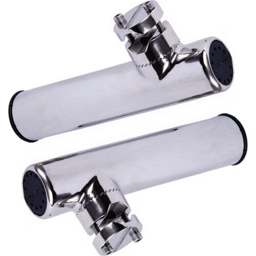 2Pcs Boat Stainless Steel Clamp On Fishing Rod Holder Rails 7/8 Inch To 1 Inch Tube Ship Stainless Steel Rod Frame Adjustable Bo