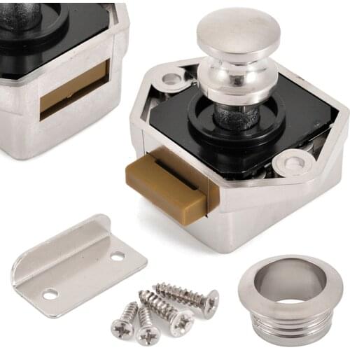 20mm Mini Push Lock Button Catch Lock Cupboard Door Knob Camper RV Caravan Motorhome Cabinet Drawer Push Latch
