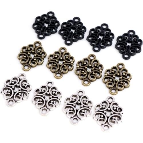 20x13mm 20pcs Antique Silver Plated/Bronze/Black Plated Flower Style Connector Handmade Charms Pendant:DIY for bracelet necklace