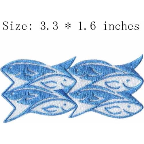Fishes 3.3"wide embroidery patch for environment patch/Swirl patch/seafood patch