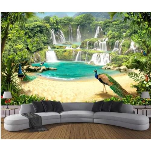 3D Wallpaper Custom Photo Wallpaper 3D Stereo Waterfall lake landscape 3d TV Background Wall Mural Wall Paper