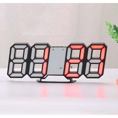 3D LED Digital Alarm Clock Brightness Adjustable Electronic Wall Hanging Clock