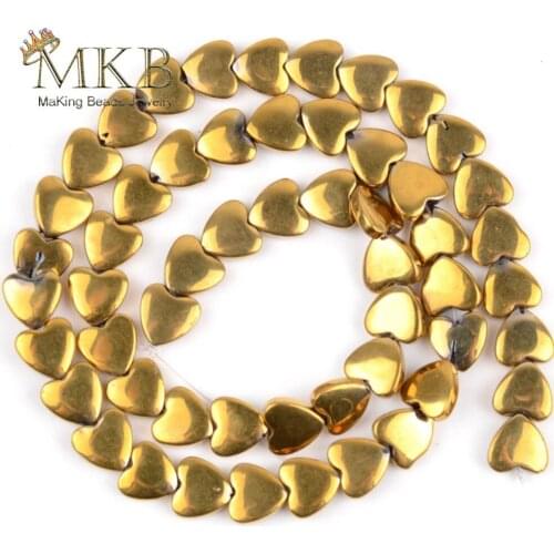 8*6mm Natural Golds Plated Love Heart Hematite Stone Beads For Making Jewelry Diy Bracelet Necklace Wholesale Perles BIJOUX