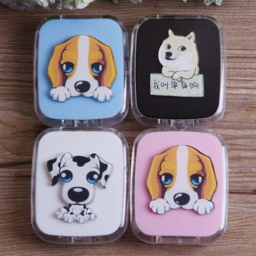 8set/lot New cute dog contact lens case / companion eyeglasses pencil box / contact lens care box /storage box