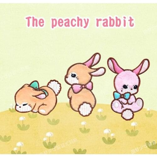 AHYONNIEX 1PC Naughty Rabbit Patches for Girls Bag Stick On Patches for Clothes Small Glue Patch for Kids Clothes Designer