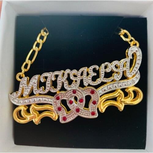 3DTennis Chain Custom Name Necklaces Layered Personalized Double Color Nameplate Necklace Jewelry For Women Valentines DayGift