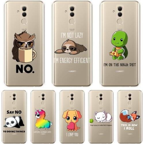 TPU Quotes Dog Cat Fox turtle Phone Case Silicone For Huawei Mate 20 10 9 Lite Soft Back Cover For Huawei Mate 7 8 9 10 Pro