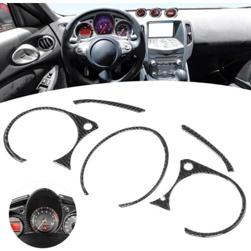 5pcs Carbon Fiber Dashboard Panel Cover Trim Decoration Fit for Nissan 370Z Z34 2009-2020 car styling