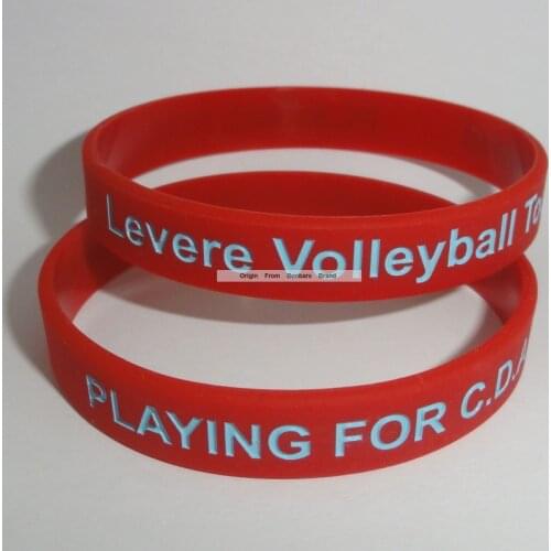 Design Fashion Red Writing caved Sports Team cheap designWristbands engrave text debossed logo Mini 300pcs