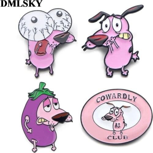 DMLSKY creative theme cartoon pink dog Enamel Pin Brooches Badge for Clothing charming Lapel Pins Jewelry Gifts M2840