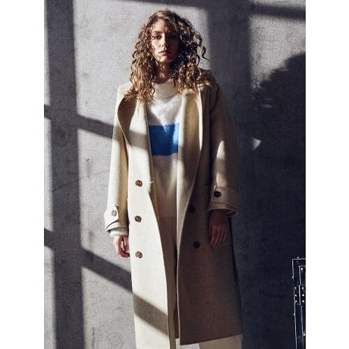 Double Faced Cashmere Overcoat Womens Middle Long 2021 New High End French Gentle Wind Wool Jacket Age Reduction