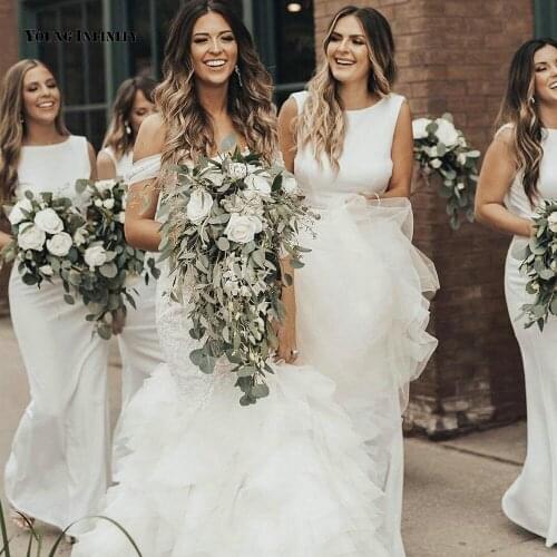 Elegant Mermaid Wedding Dresses 2021 Sleeveless Bridal Gown Backless Sweetheart Court Train Applique White Plus Size Bride