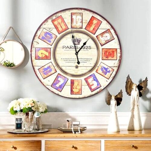 European retro wall clock American country living room wall hangings decorations antique wall clocks Wall Bar