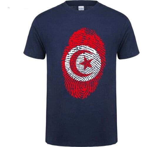 Tunisia flag.Fingerprint T-Shirt. Summer Cotton O-Neck Short Sleeve Mens T Shirt New S-3XL