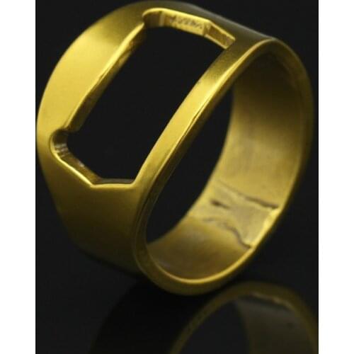 Titanium steel ring men Male Punk Beer opener Ring Fashion Men Club Party Jewelry Yellow Gold Rings For Gift