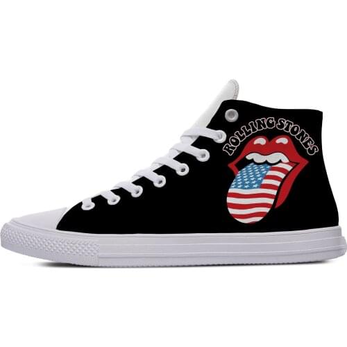 Mens Casual Shoes Stones Rock Band Hot Cool Rolling The Fashion Funny Canvas Shoes Vogue Breathable Lightweight Men Women