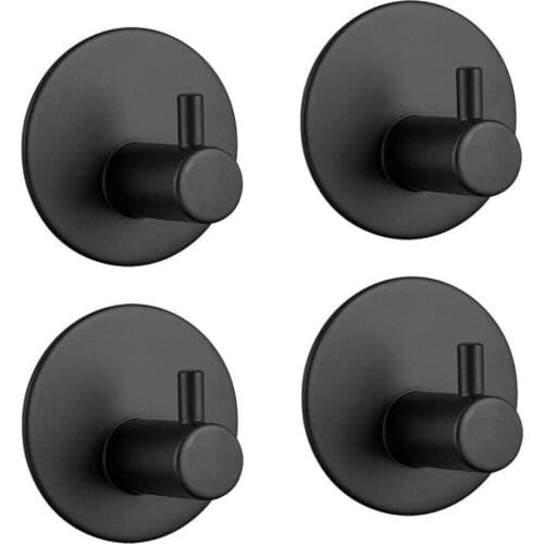 Matte Black 304 Stainless Steel Robe Hooks Wall Door Clothes Hanger Kitchen Bathroom Rustproof Towel Hooks 4pcs/Set