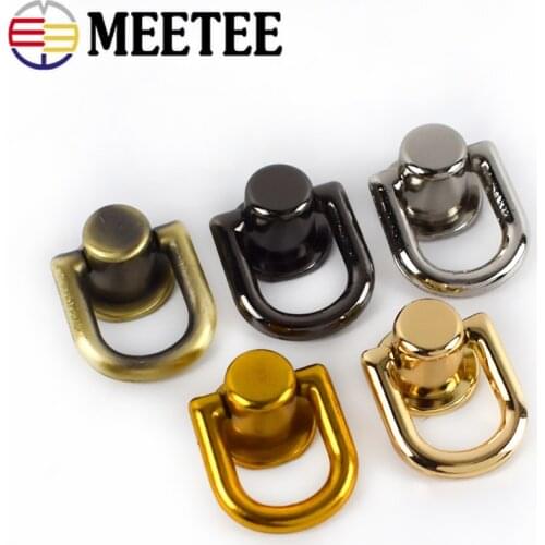 Meetee 5/10pcs Metal D O Ring Stud Bag Side Clip Screw Nail Rivet Handbag Strap Connector Clasp Hanger Buckles DIY Leather Craft