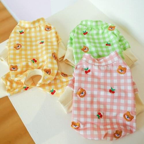 Cute Dog Cat Clothes Winter Warm Dog Pajamas Cartoon Bear Design Puppy Jumpsuit Sleepingwear Clothing Coat Yorkshire Outfit