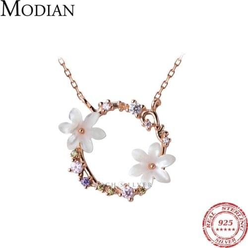Modian New Arrival Real 925 Sterling Silver Ceramics Enamel Charm Rose Gold Color Necklace Pendants For Women S925 Fine Jewelry