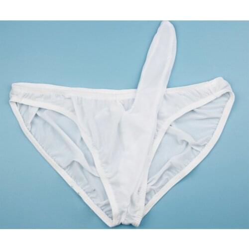 Mens Silky Penis Sleeve Bikini Underwear Man Convex Pouch Briefs Panties Sissy G-Strings Elephant Nose Sexy Gays Underpants