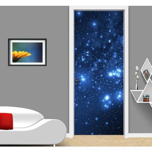 Modern 3D Stereoscopic Effect Star Sky Mural Wallpaper Living Room Bedroom Door Decoration Wall Painting PVC Stickers Waterproof
