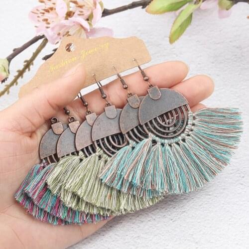 Multiple Colors Boho Ethnic Tassel Drop Earrings Hanging for Womens 2020 Winter Fashion Danglers Eardrop Jewelry Accessories
