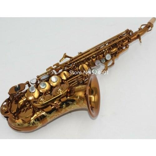 Brand New Curved Soprano Saxophone B-flat Brown Dark Paint Promotion Customized Logo Professional Musical Instrument With Case